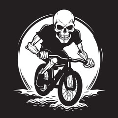 Skull Pedaler: Vector Logo Design for Cycling Enthusiasts Reaper Ride: Skull on Bicycle Icon Emblem