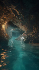 beautiful cave with a river