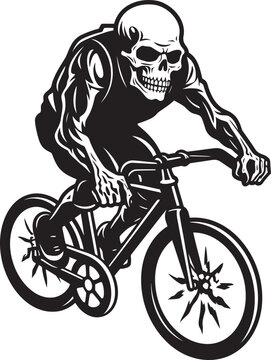 Skull Spin: Vector Logo Design for Cyclists BoneBlaze: Skull Riding Bicycle Icon Graphics