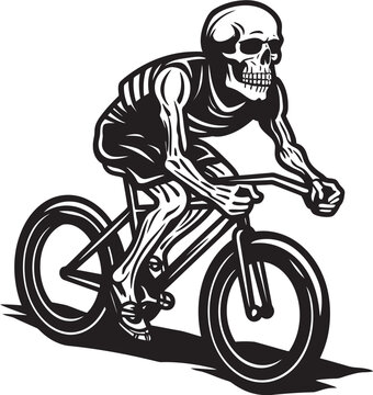 BoneBlaze: Skull Riding Bicycle Icon Graphics Skull Pedaler: Vector Logo Design for Cycling Enthusiasts