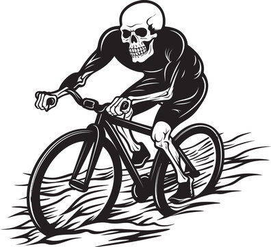 Ghostly Glide: Vector Logo Design for Spooky Cyclists Skull Cruiser: Iconic Bicycle Rider Skull Graphics
