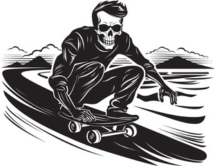Skull Skate: Vector Logo of a Skull Riding a Skateboard Bone Shredder: Iconic Skull Skateboarding Emblem Design