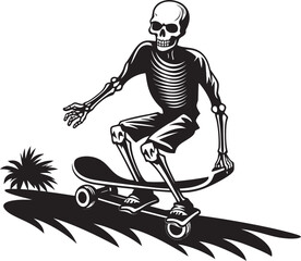 Bone Breaker: Skull Skateboarding Icon Design Haunted Ollie: Vector Logo Design with Skull Skateboarder