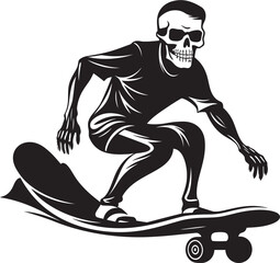 Skull Thrash: Iconic Skateboarder Skull Graphics Reaper Rampage: Vector Logo Design for Skull Skateboarders
