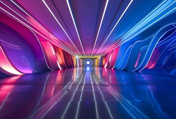 a colorful tunnel with lights