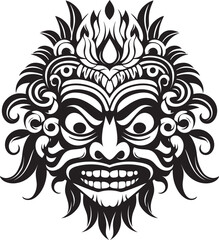 Bali Essence: Traditional Mask Icon Graphics Island Spirit: Bali Mask Emblem Logo