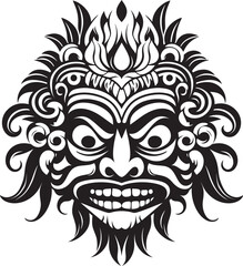 Bali Essence: Traditional Mask Icon Graphics Island Spirit: Bali Mask Emblem Logo