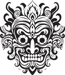 Cultural Masterpiece: Traditional Mask Icon Logo Exotic Elegance: Bali Mask Vector Graphics
