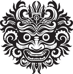 Mythical Masks: Vector Bali Mask Emblem Design Cultural Masterpiece: Traditional Mask Icon Logo
