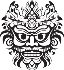 Island Majesty: Traditional Mask Emblem Graphics Timeless Treasures: Bali Mask Vector Logo
