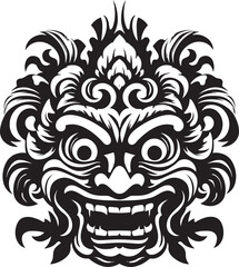 Timeless Treasures: Bali Mask Vector Logo Island Splendor: Traditional Balinese Mask Icon