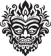 Ethereal Expressions: Traditional Mask Logo Design Sacred Serenade: Bali Mask Vector Icon Graphics