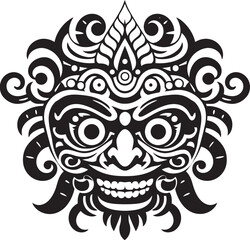 Cultural Charms: Traditional Mask Emblem Graphics Balinese Beauty: Bali Mask Vector Logo