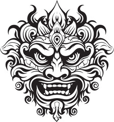 Sacred Serenity: Traditional Mask Logo Design Mystical Marvels: Bali Mask Vector Icon Graphics