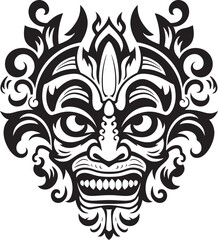 Cultural Creations: Traditional Mask Emblem Graphics Bali Beauty: Bali Mask Vector Logo