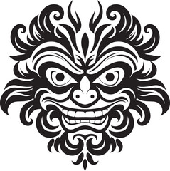 Cultural Masterpiece: Traditional Bali Mask Vector Graphics Ethereal Elegance: Bali Mask Icon Design