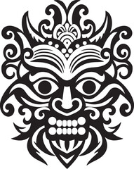 Island Legacy: Traditional Balinese Mask Icon Ancient Allure: Vector Bali Mask Emblem