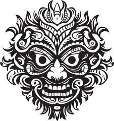 Ethereal Elegance: Bali Mask Icon Design Bali Harmony: Traditional Mask Emblem Graphics