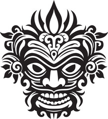 Cultural Essence: Balinese Mask Logo Design Enigmatic Elegance: Bali Mask Emblem Graphics