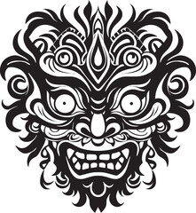Enigmatic Elegance: Bali Mask Emblem Graphics Tribal Tribute: Traditional Mask Vector Logo