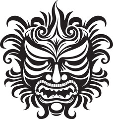 Cultural Reflections: Balinese Mask Icon Design Bali Bliss: Bali Mask Emblem Graphics