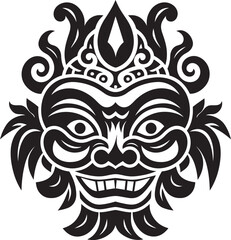 Sacred Serenity: Bali Mask Emblem Graphics Mystical Marvels: Traditional Mask Vector Logo