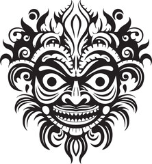 Island Spirit: Traditional Mask Vector Logo Ancient Adornments: Balinese Mask Icon Design