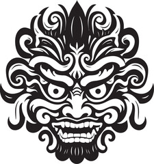 Cultural Captivation: Balinese Mask Icon Design Bali Brilliance: Bali Mask Emblem Graphics