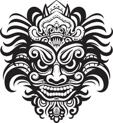 Bali Brilliance: Bali Mask Emblem Graphics Vamp Femme: Vector Logo of Woman Vampire Face