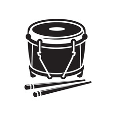 Drumming Dynamics: Energetic Taiko Drum Silhouette Illustration Resonates, Taiko Drum Illustration - Minimallest Taiko Drum Vector
