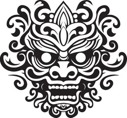 Mystical Heritage: Vector Logo of Traditional Bali Mask Sacred Symbol: Bali Mask Emblem Graphics