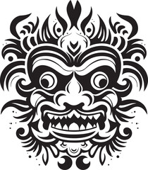Cultural Creations: Traditional Bali Mask Emblem Design Island Inspirations: Bali Mask Vector Logo Graphics