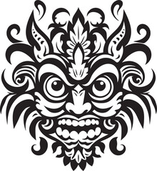 Cultural Essence: Traditional Bali Mask Icon Design Enchanting Visage: Vector Logo of Bali Mask