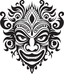 Island Impressions: Bali Mask Emblem Design Timeless Totems: Traditional Bali Mask Vector Graphics