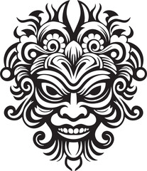 Enchanting Visage: Vector Logo of Bali Mask Spiritual Aura: Traditional Bali Mask Emblem Design