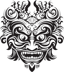 Island Legacy: Traditional Bali Mask Logo Design Mystical Masks: Bali Mask Icon Graphics