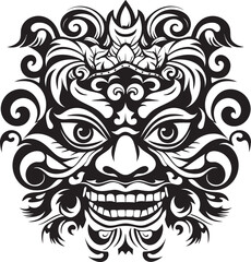 Mystical Masks: Bali Mask Icon Graphics Spiritual Splendor: Traditional Bali Mask Emblem Graphics