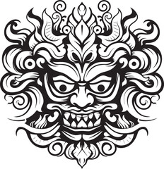 Spiritual Aura: Traditional Bali Mask Emblem Design Island Charm: Bali Mask Vector Logo Graphics