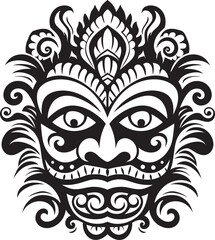 Ethereal Essence: Traditional Bali Mask Vector Design Sacred Symbols: Bali Mask Icon Graphics