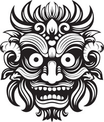 Mystical Masquerade: Traditional Bali Mask Emblem Design Island Intrigue: Bali Mask Vector Logo Graphics
