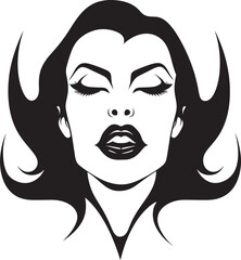 Veiled Vixen: Vector Logo of Vampiric Woman's Face Ethereal Enchantment: Woman Vampire Face Emblem Graphics