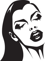 Dark Desires Duchess: Vector Logo of Woman's Vampire Face Ethereal Enchantment: Woman Vampire Face Icon Design