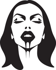 Veiled Vamp: Vector Logo of Woman Vampire Face Moonlit Majesty Mistress: Woman Vampire Face Emblem Graphics