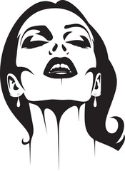 Gothic Grace Gaze: Vector Logo of Femme Vampire's Visage Seductive Siren's Bite: Woman Vampire Face Icon Design