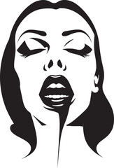 Midnight Mystery Mistress: Vector Logo of Femme Vampire's Visage Enigmatic Elegance: Woman Vampire Face Emblem Graphics