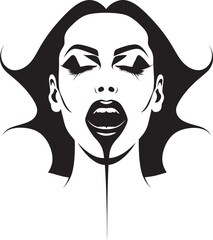 Temptress Twilight: Vector Logo of Femme Vampire's Visage Dark Desires: Woman Vampire Face Icon Design