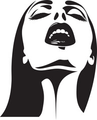 Temptress Twilight: Vector Logo of Vampiric Lady Face Gothic Grace: Woman Vampire Icon Graphics