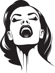 Veiled Vampiress: Woman Vampire Emblem Design Temptress Twilight: Vector Logo of Vampiric Lady Face