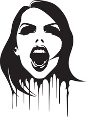 Midnight Mystery: Vector Logo of Seductive Vampire Face Veiled Vampiress: Woman Vampire Emblem Design