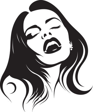 Mysterious Muse: Woman Vampire Emblem Design Veiled Vixen: Vector Logo of Enigmatic Vampire Face